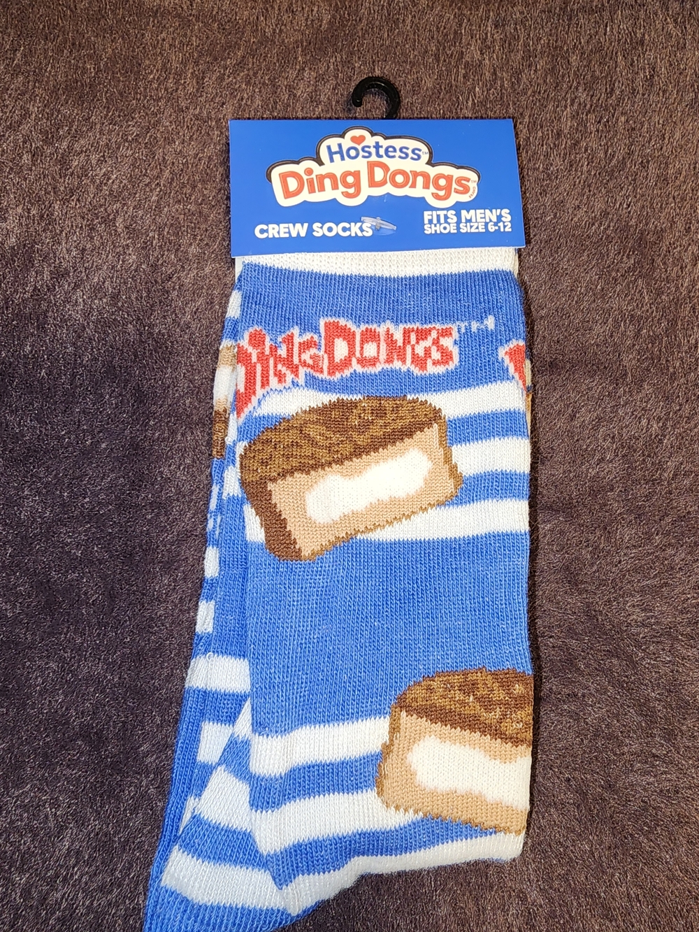 NWT $8 Hostess Ding Dongs Blue Crew Socks for Men